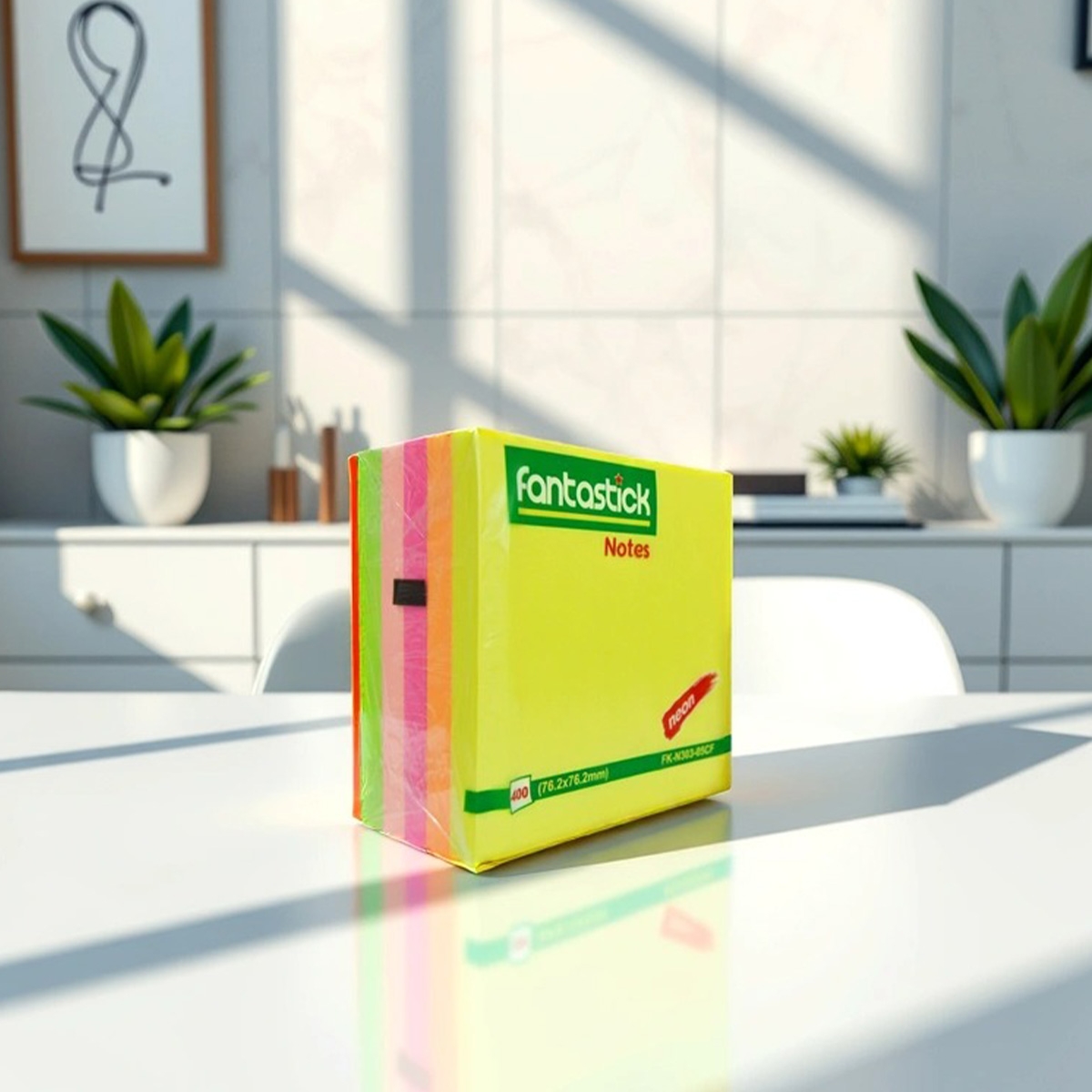 فانتستك ورق ملاحظات لاصق 3" × 3" 5 ألوان فلوريسنت مجموعة من 12