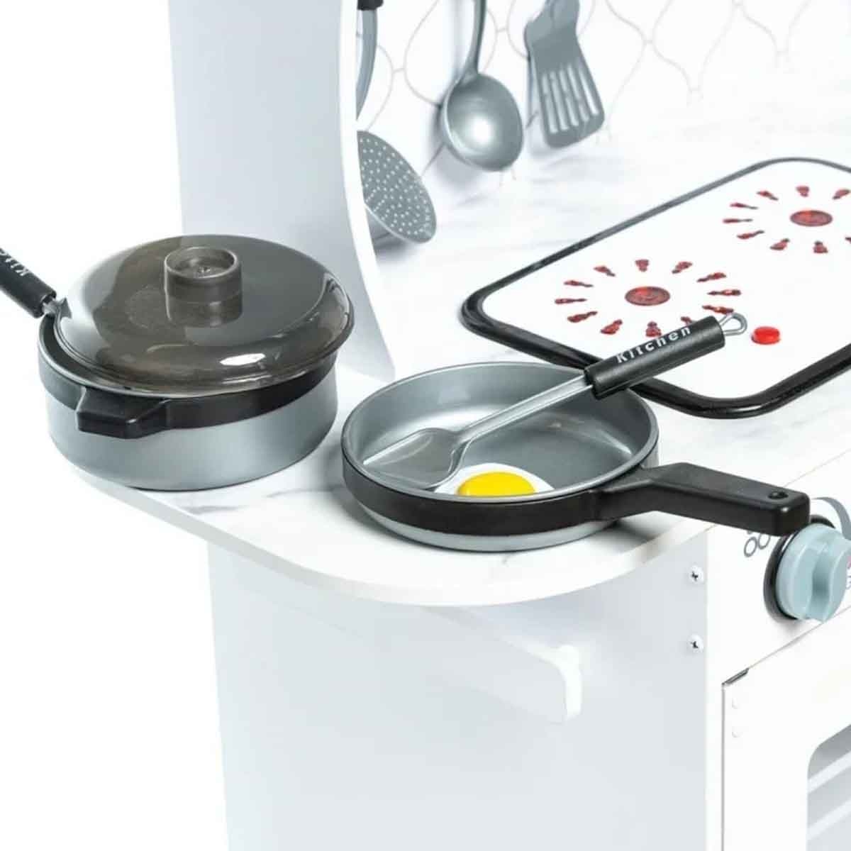 كيكبيبي طقم لعب مطبخ خشبي مضيء بمحاكاة الطهي وأصوات الماء للبنات، من 5 إلى 7 سنوات