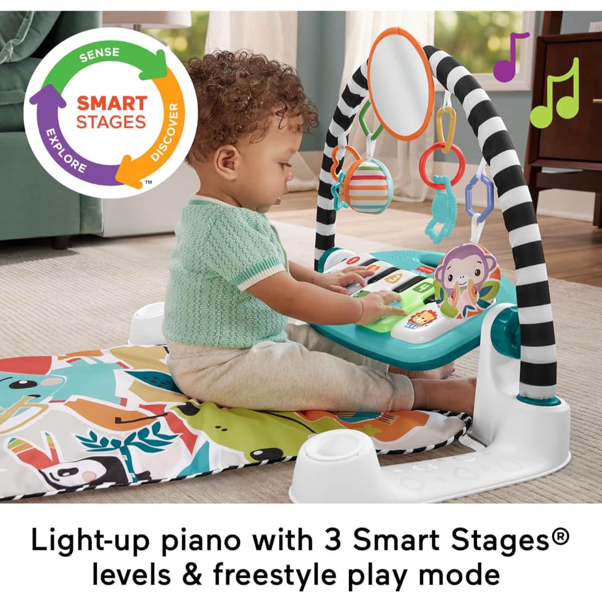Fisher-Price Glow and Grow Kick & Play Piano Gym Mat Toddler, 0-2 Years