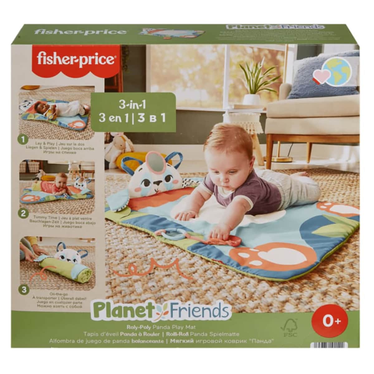 Fisher-Price Planet Friends Roly-Poly Panda Baby Activity Play Mat Toddler, 0-2 Years