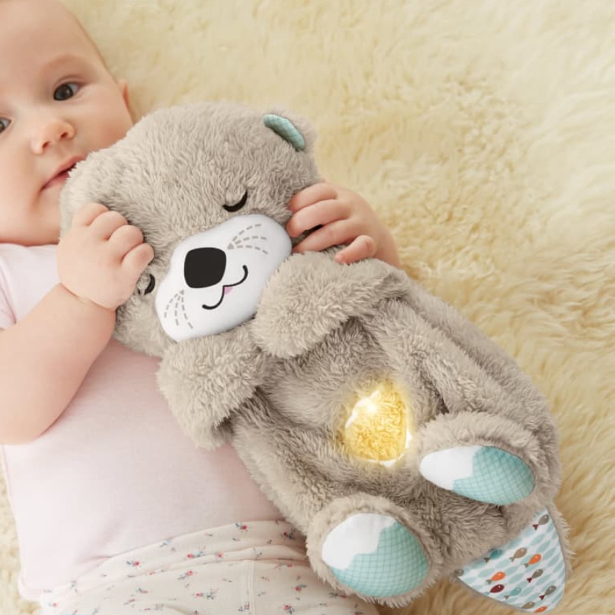 Fisher-Price Soothe 'n Snuggle Breathing Belly Bedtime Otter Plush Toy Toddler, 0-2 Years