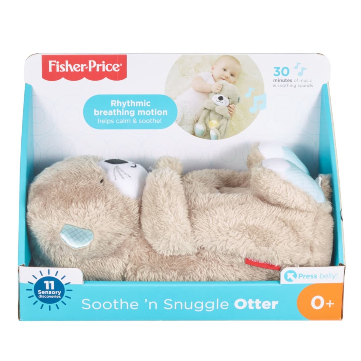 Fisher-Price Soothe 'n Snuggle Breathing Belly Bedtime Otter Plush Toy Toddler, 0-2 Years