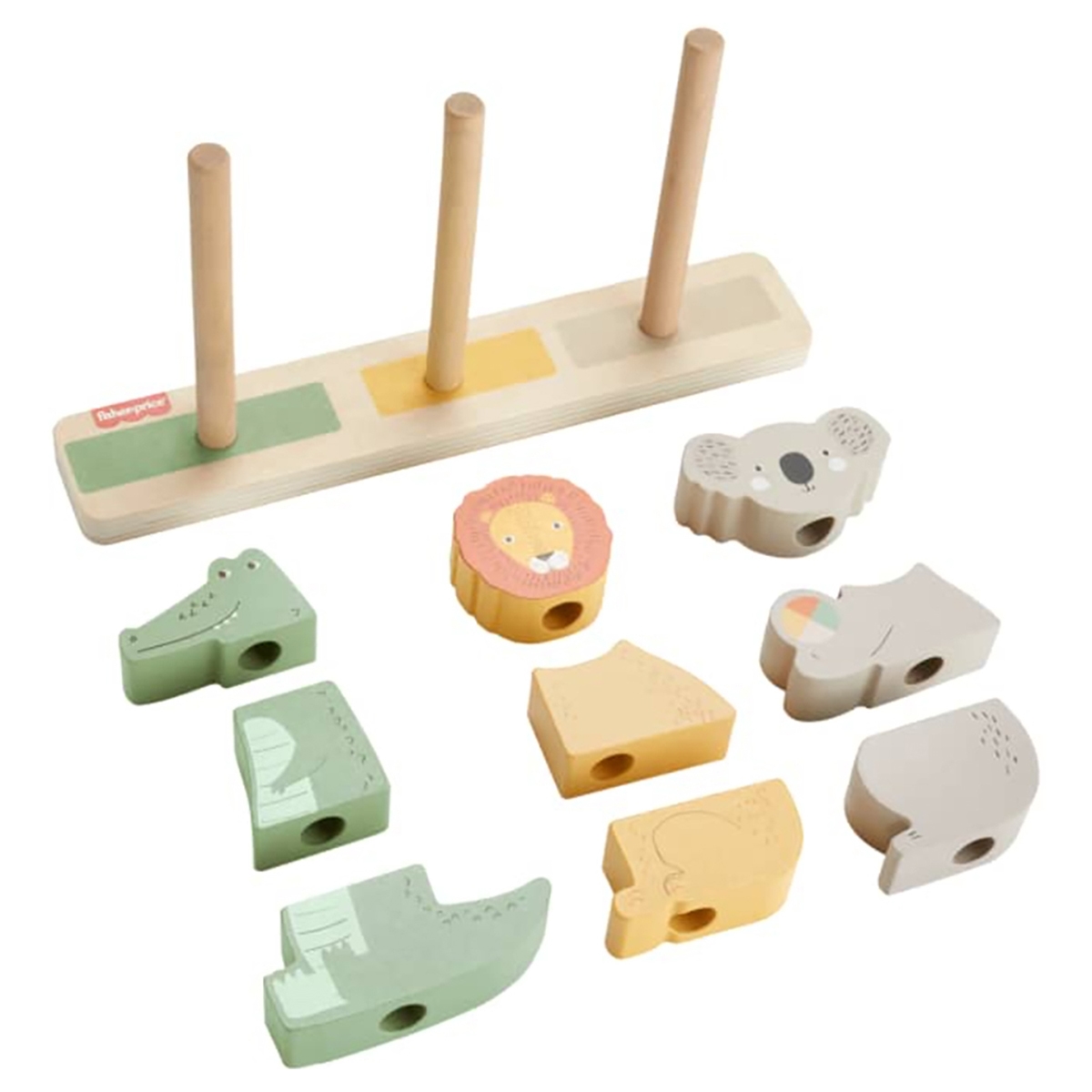 Fisher-Price Wooden Stack & Sort Animals Stacking Toy Toddler, 0-2 Years
