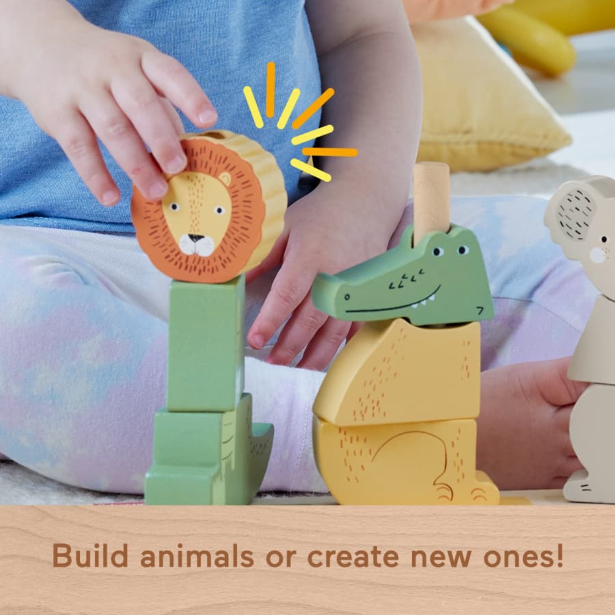 Fisher-Price Wooden Stack & Sort Animals Stacking Toy Toddler, 0-2 Years