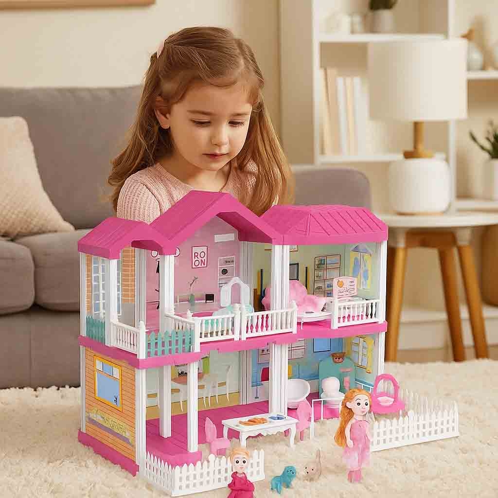 Fixson DIY Dollhouse with Furniture Accessories Girls, 5-7 Years