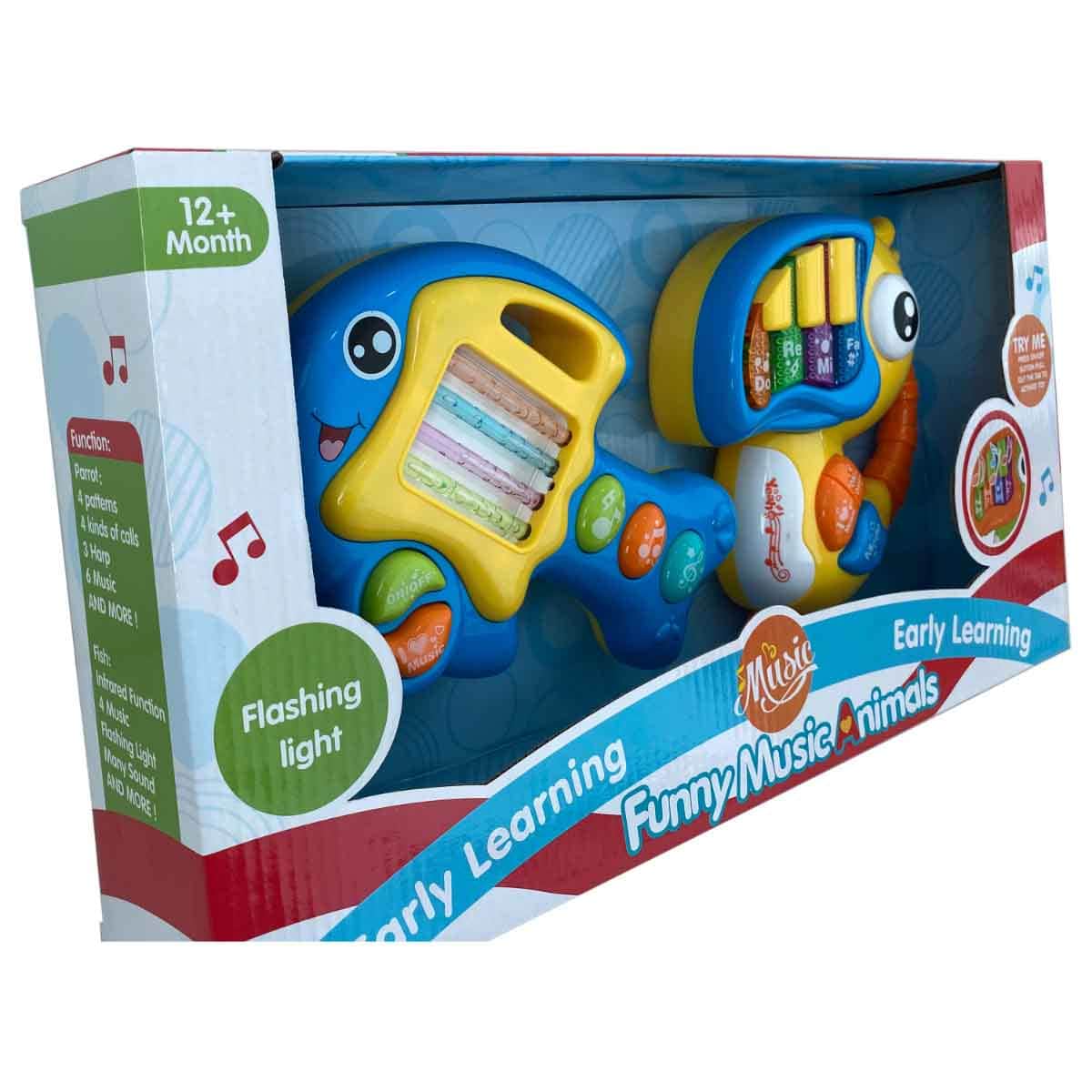 Kos Group Assorted Flashing Light Music Animal Toy Set Toddler, 0-2 Years