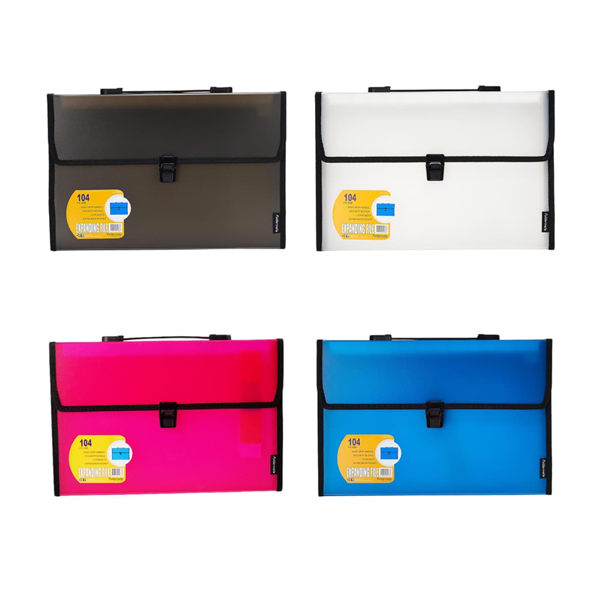 Foldermate 13 Pocket A4 Assorted Expanding File, Pack of 8