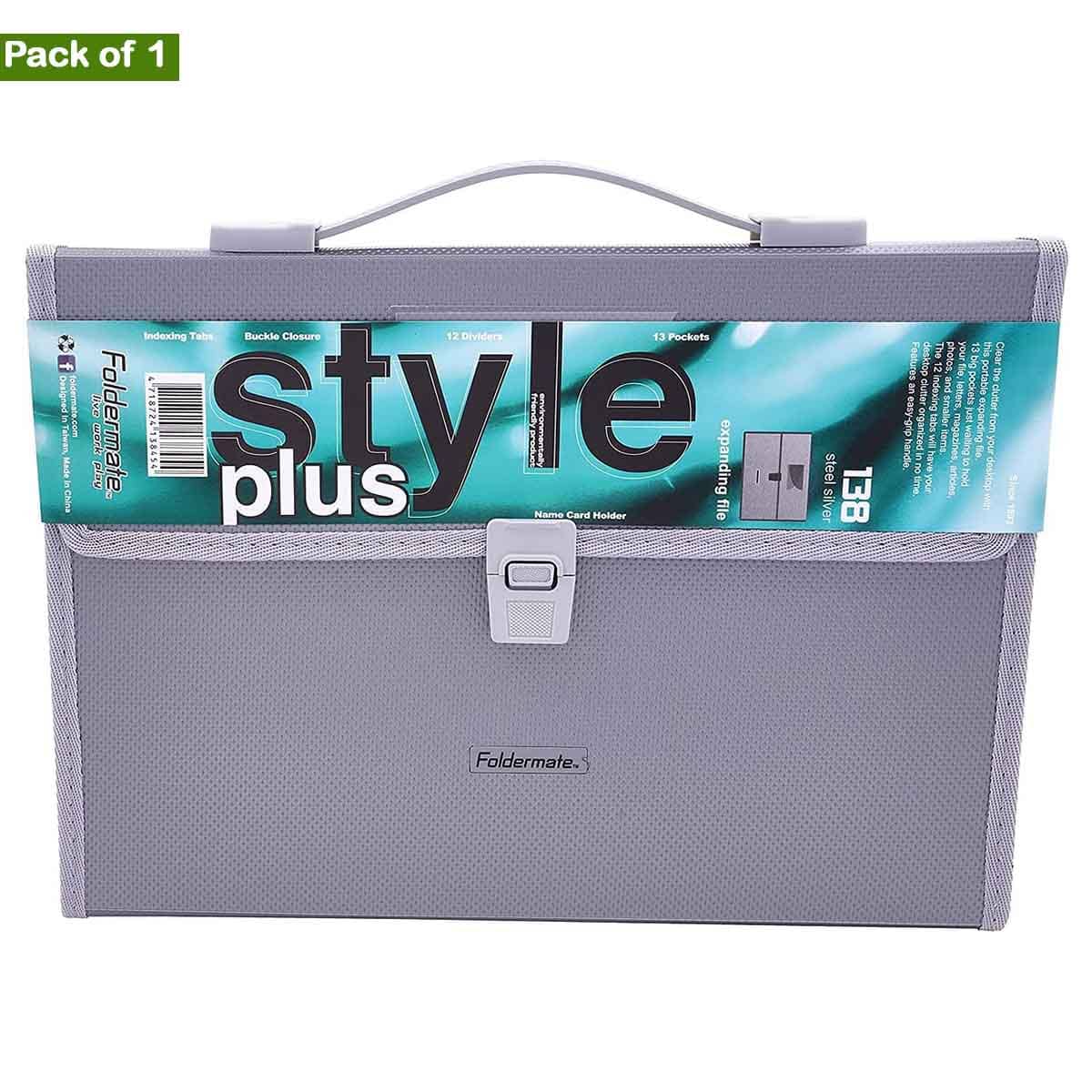 Foldermate 13 Pockets Silver Expanding File