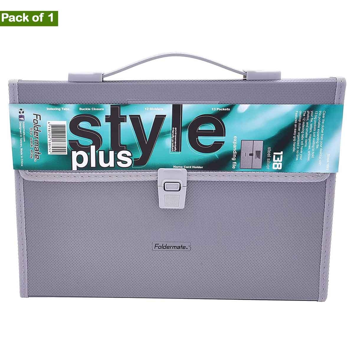 Foldermate 13 Pockets Silver Expanding File
