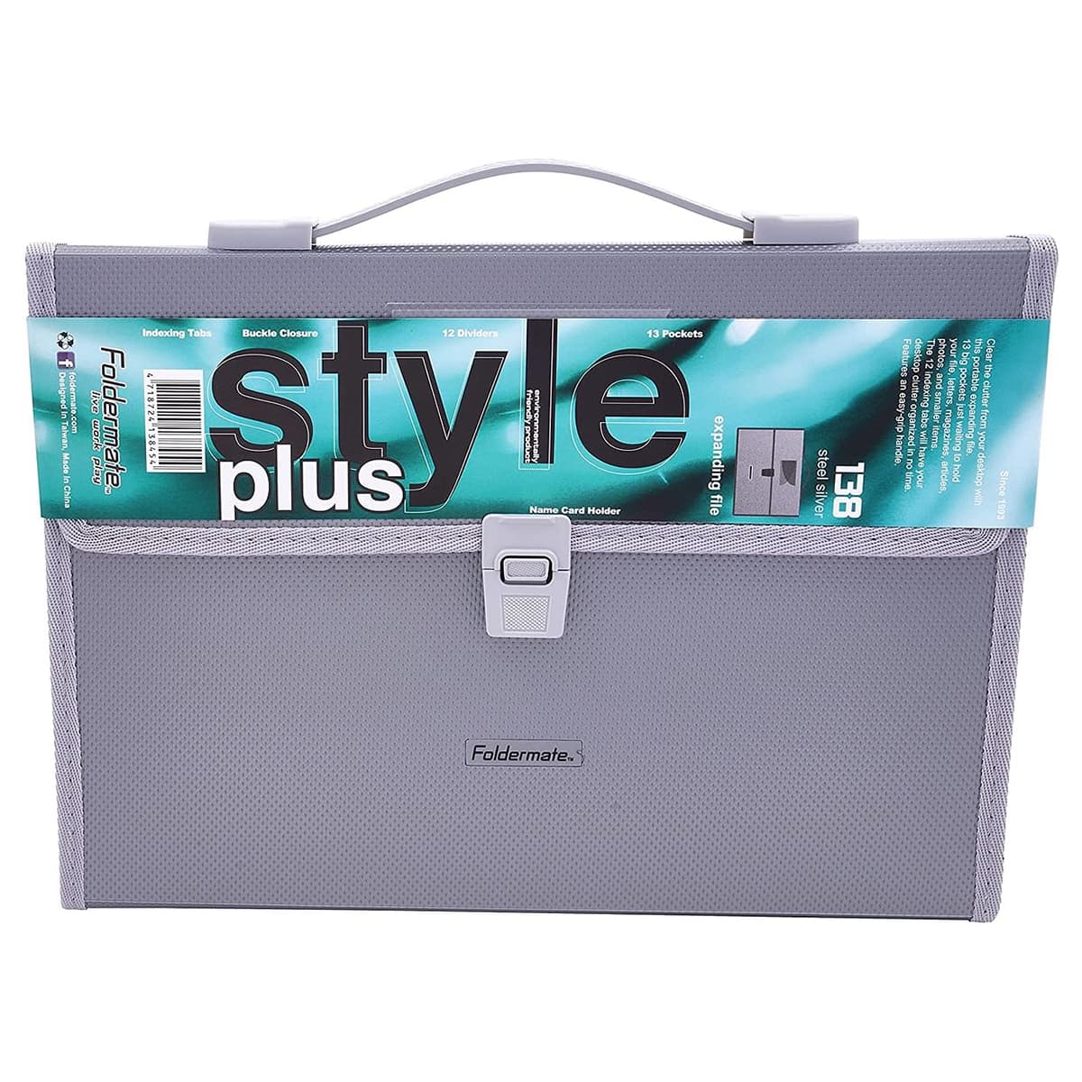 Foldermate 13 Pockets Silver Expanding File, Pack of 10