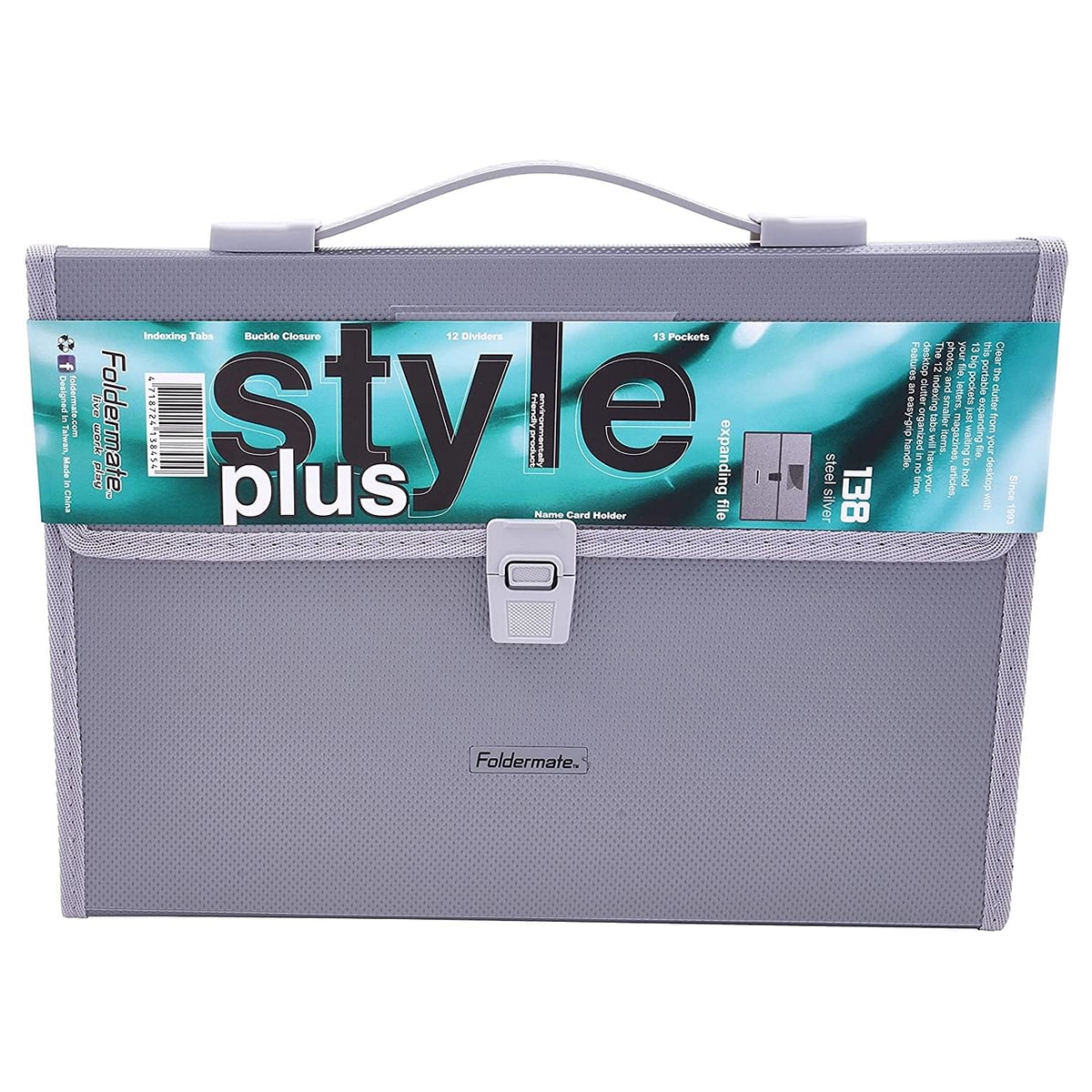 Foldermate 13 Pockets Silver Expanding File, Pack of 10