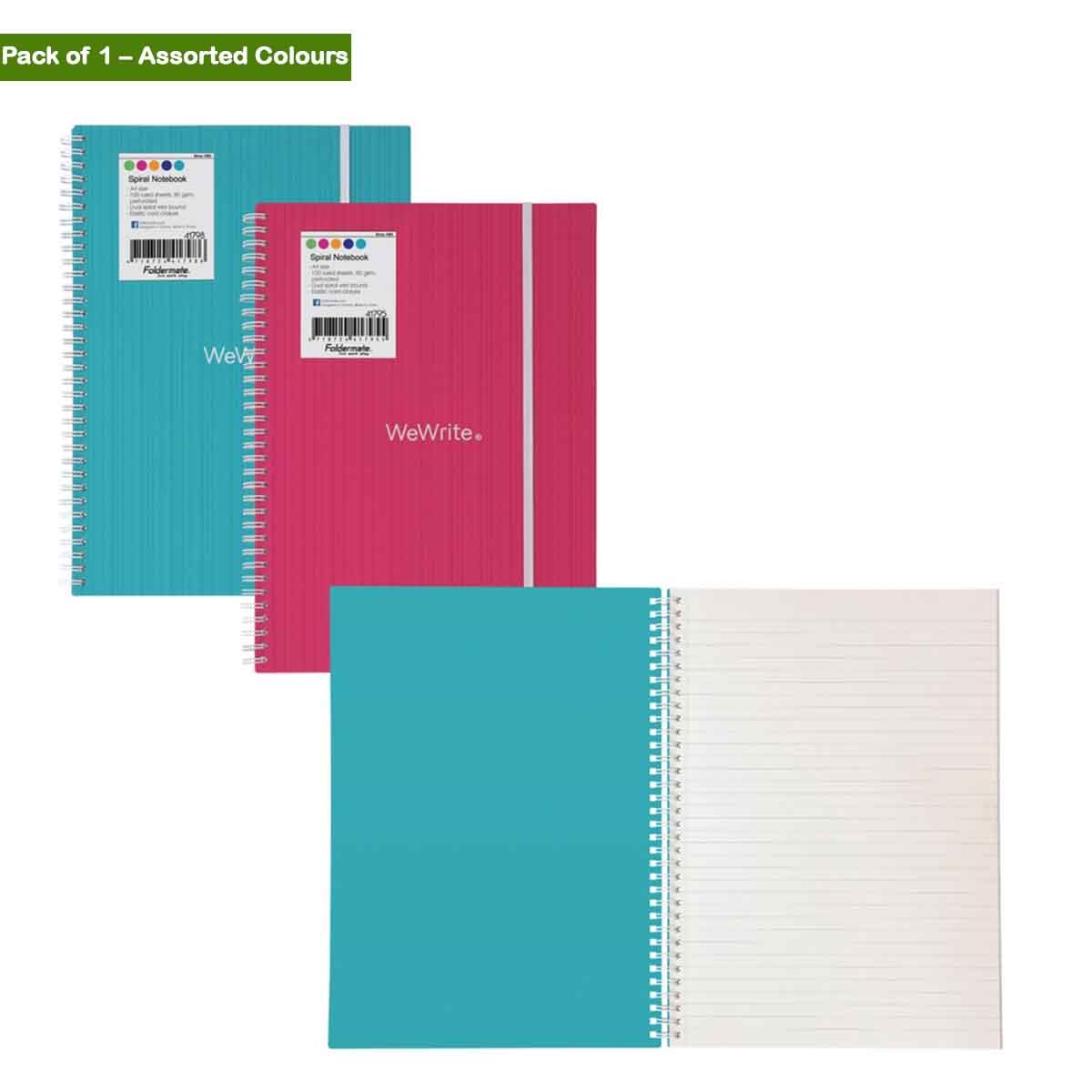 Foldermate A4 80GSM 100 Sheet Color Barkode Assorted Spiral Notebook