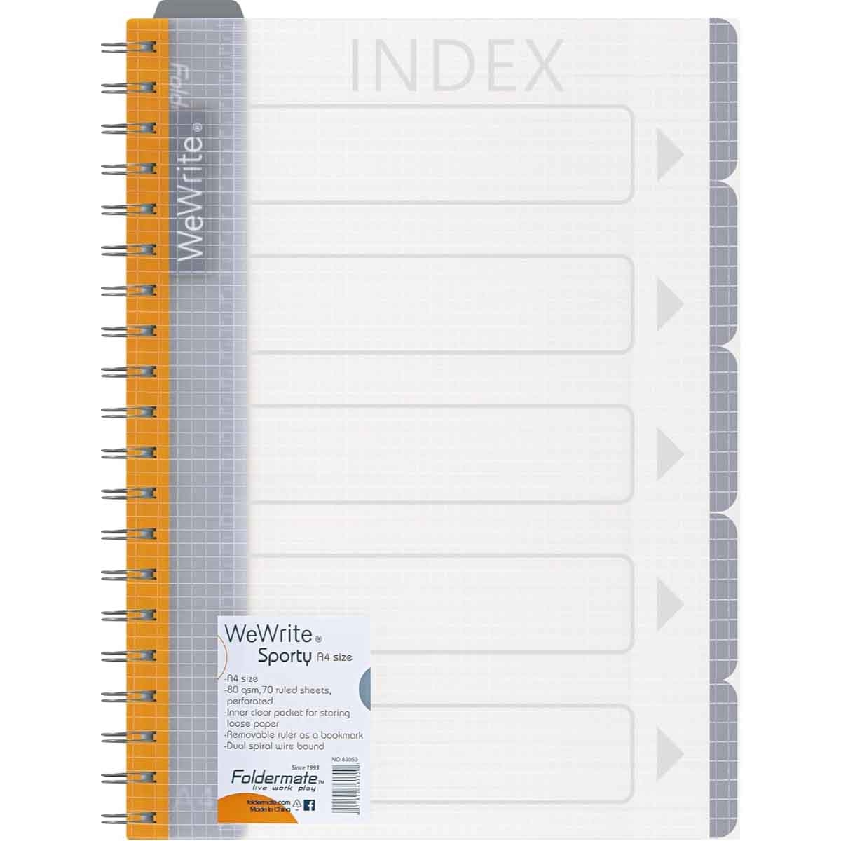 Foldermate A5 80GSM 120 Sheet WeWrite Sporty Regular Colour 3 Subject Assorted Spiral Notebook