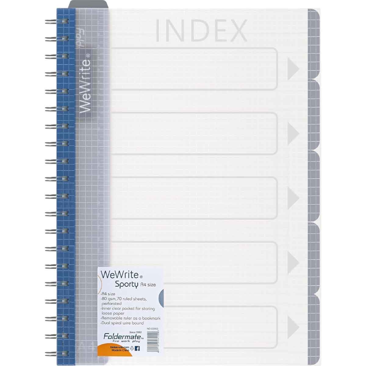 Foldermate A5 80GSM 120 Sheet WeWrite Sporty Regular Colour 3 Subject Assorted Spiral Notebook