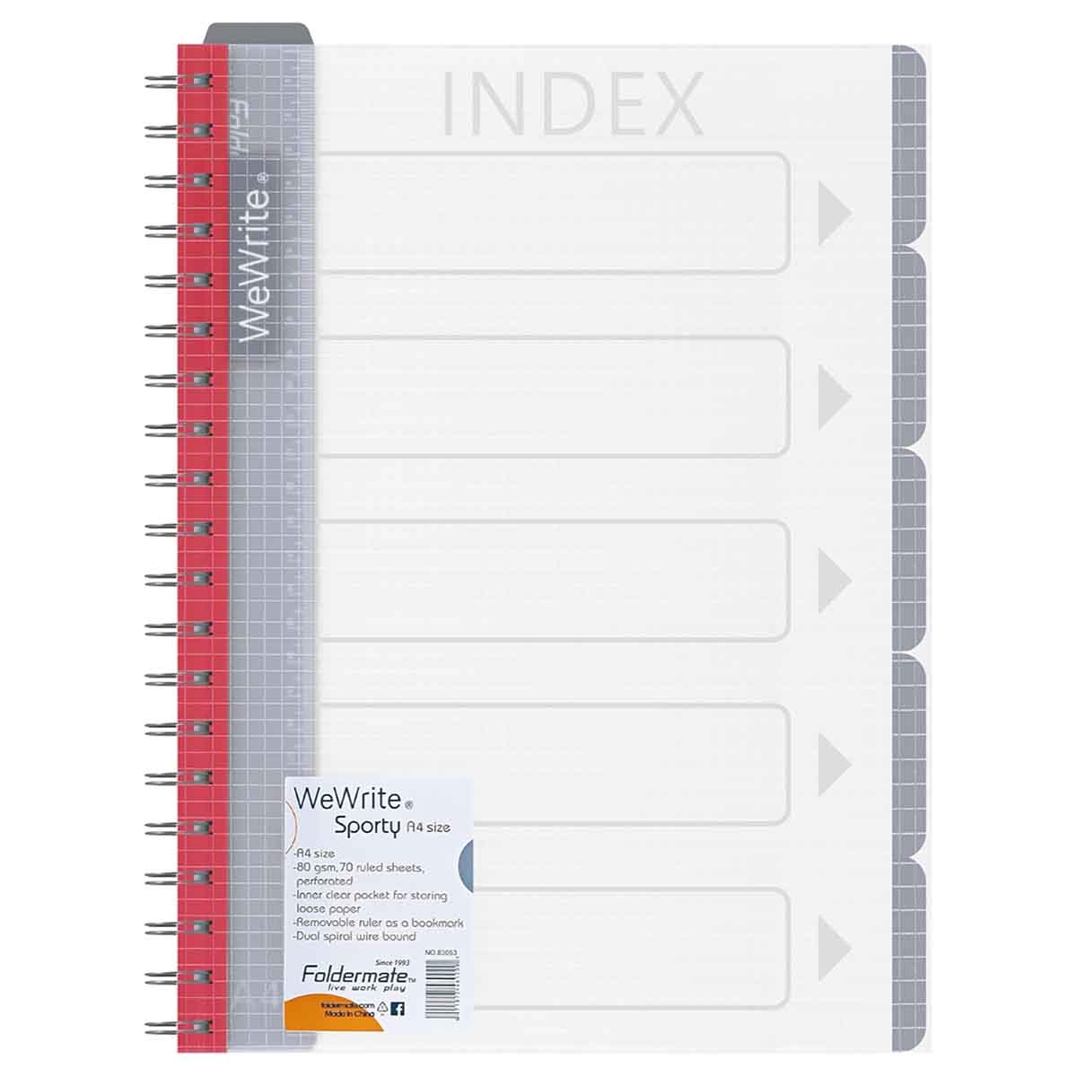 Foldermate A5 80GSM 120 Sheet WeWrite Sporty Regular Colour 3 Subject Assorted Spiral Notebook