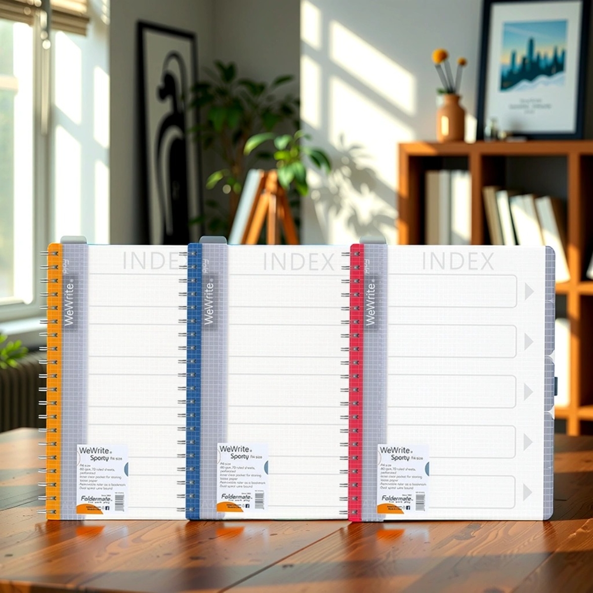 فوردورمايت دفتر بسلك حلزوني بحجم A4، 150 ورقة، وزن 80 غرام، تصميم وي رايت سبورتي، لون منتظم، لخمس مواد، ألوان متنوعة، مجموعة من 8