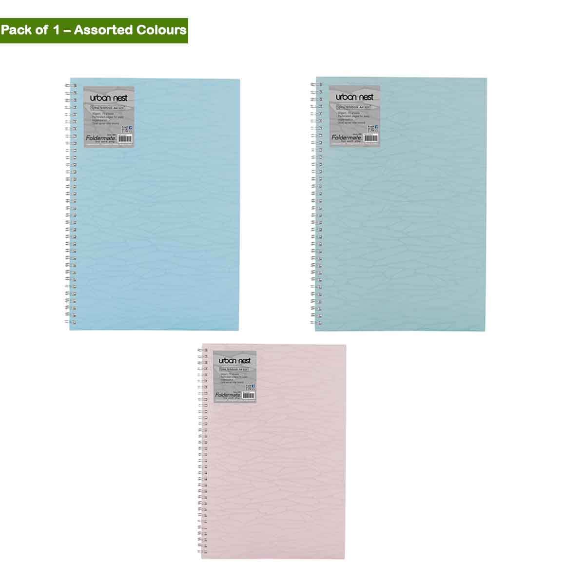 Foldermate A4 80GSM 70 Sheet Urban Nest Pastel Colour 1 Subject Assorted Spiral Notebook