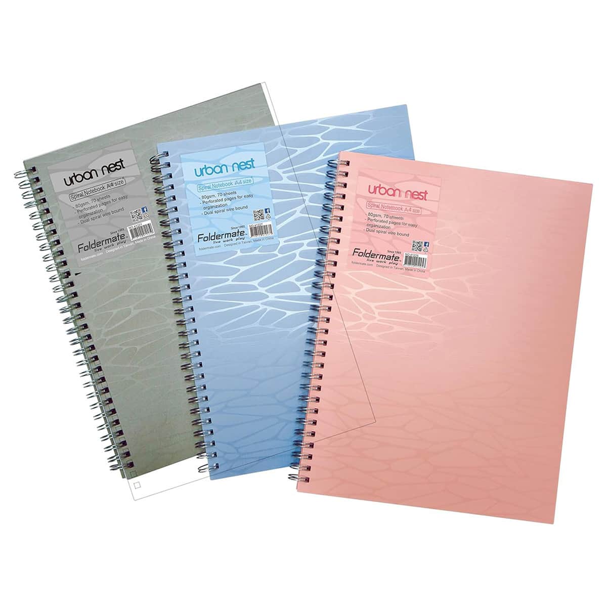 Foldermate A4 80GSM 70 Sheet Urban Nest Regular Colour 1 Subject Assorted Spiral Notebook, Pack of 10