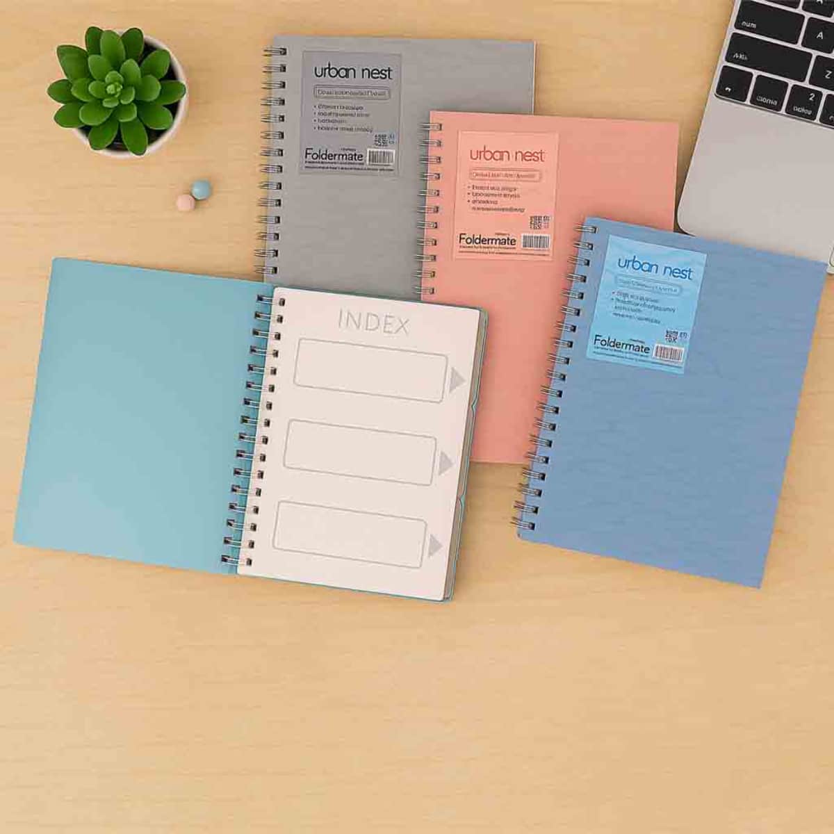 Foldermate A4 80GSM 70 Sheet Urban Nest Regular Colour 1 Subject Assorted Spiral Notebook, Pack of 10