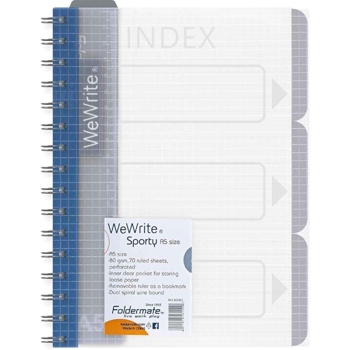 Foldermate A5 80GSM 120 Sheet WeWrite Sporty Regular Colour 3 Subject Assorted Spiral Notebook