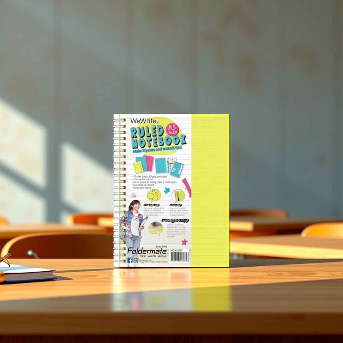 Foldermate A5 80GSM 150 Sheet WeWrite Regular Colour 5 Subject Assorted Spiral Notebook