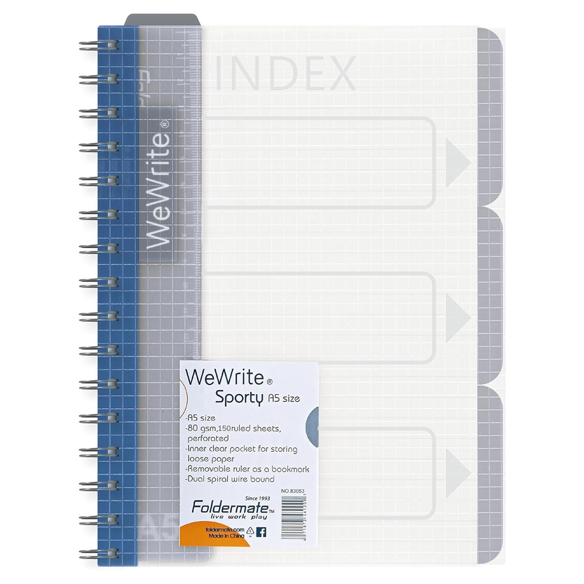 Foldermate A5 80GSM 150 Sheet WeWrite Sporty Regular Colour 5 Subject Assorted Spiral Notebook, Pack of 10