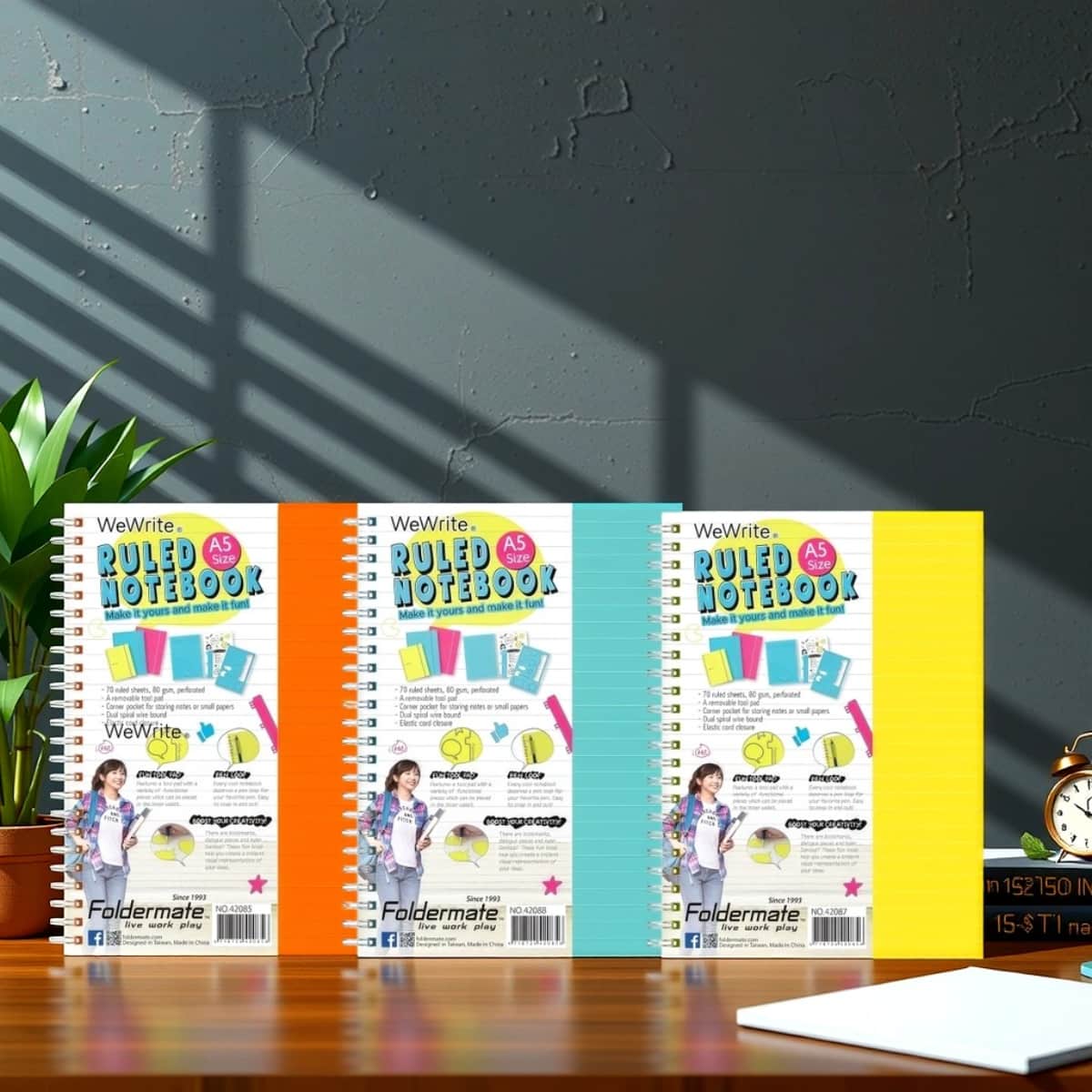 Foldermate A5 80GSM 70 Sheet WeWrite Pastel Colour 1 Subject Assorted Spiral Notebook, Pack of 12