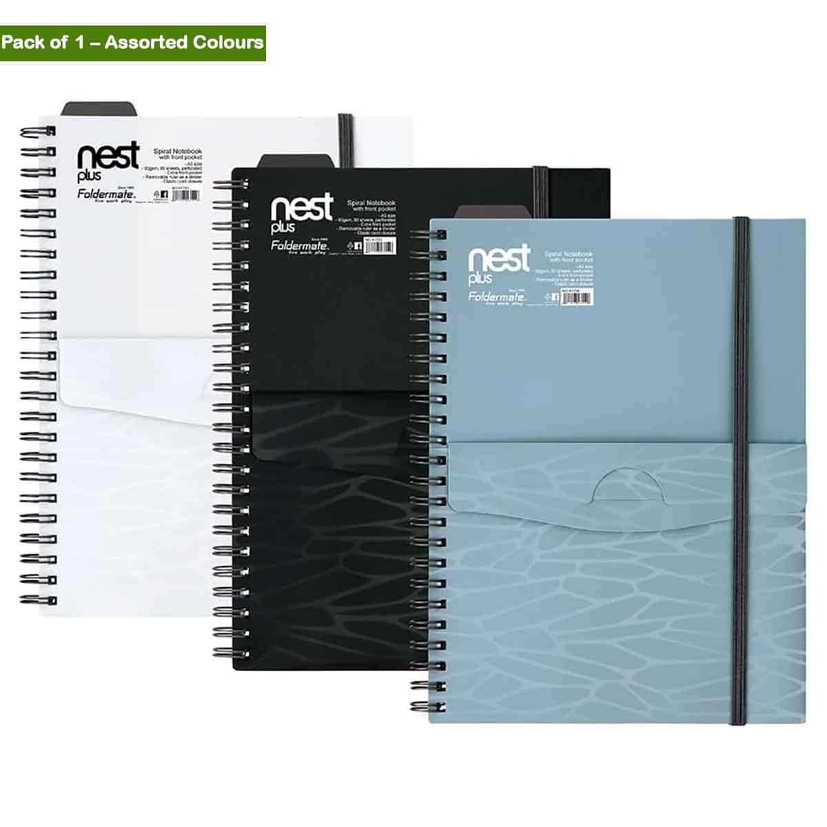 Foldermate A5 80GSM 80 Sheet Nest Plus Regular Colour 1 Subject Assorted Spiral Notebook