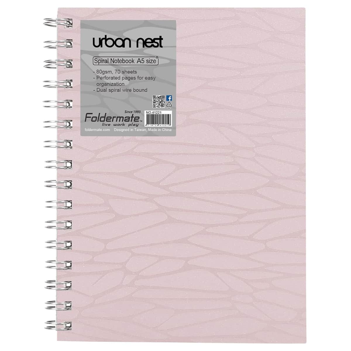 Foldermate A5 80GSM 80 Sheet Urban Nest Pastel Colour 1 Subject Assorted Spiral Notebook, Pack of 12