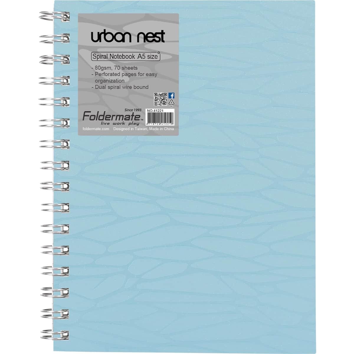 Foldermate A5 80GSM 80 Sheet Urban Nest Pastel Colour 1 Subject Assorted Spiral Notebook, Pack of 12