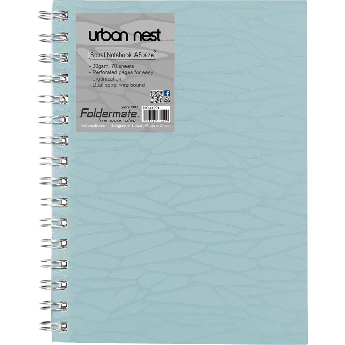 Foldermate A5 80GSM 80 Sheet Urban Nest Pastel Colour 1 Subject Assorted Spiral Notebook, Pack of 12