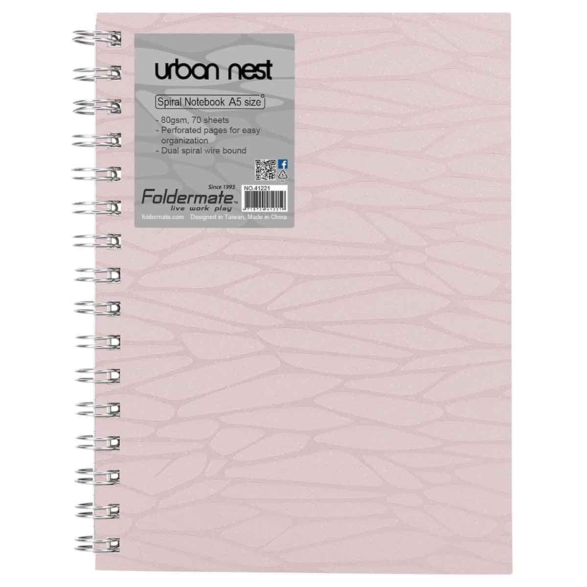 Foldermate A5 80GSM 80 Sheet Urban Nest Pastel Colour 1 Subject Assorted Spiral Notebook