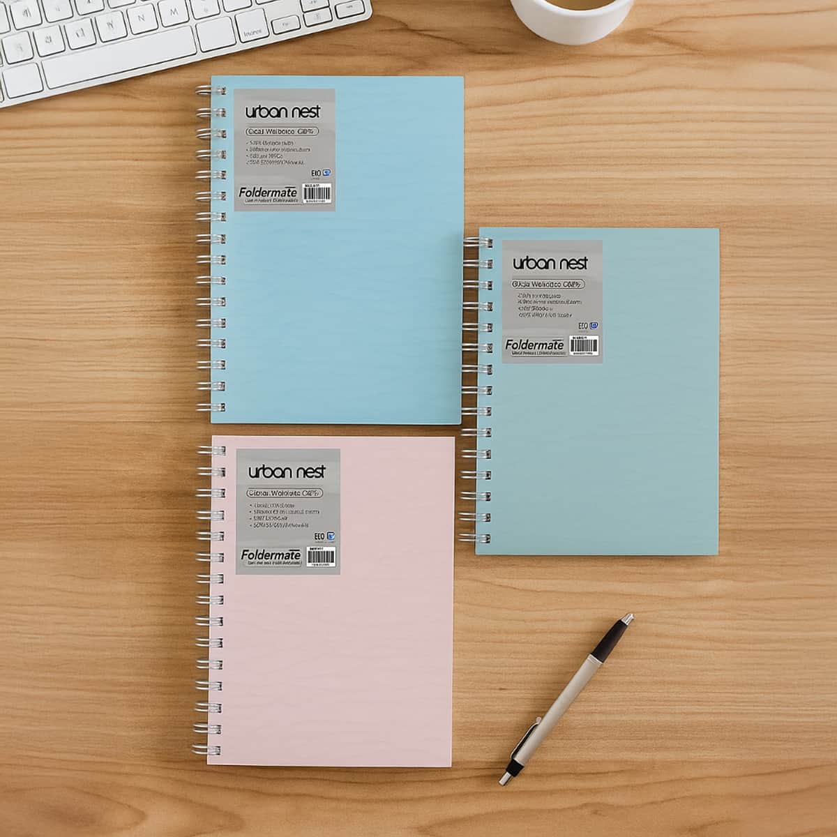 Foldermate A5 80GSM 80 Sheet Urban Nest Pastel Colour 1 Subject Assorted Spiral Notebook, Pack of 12
