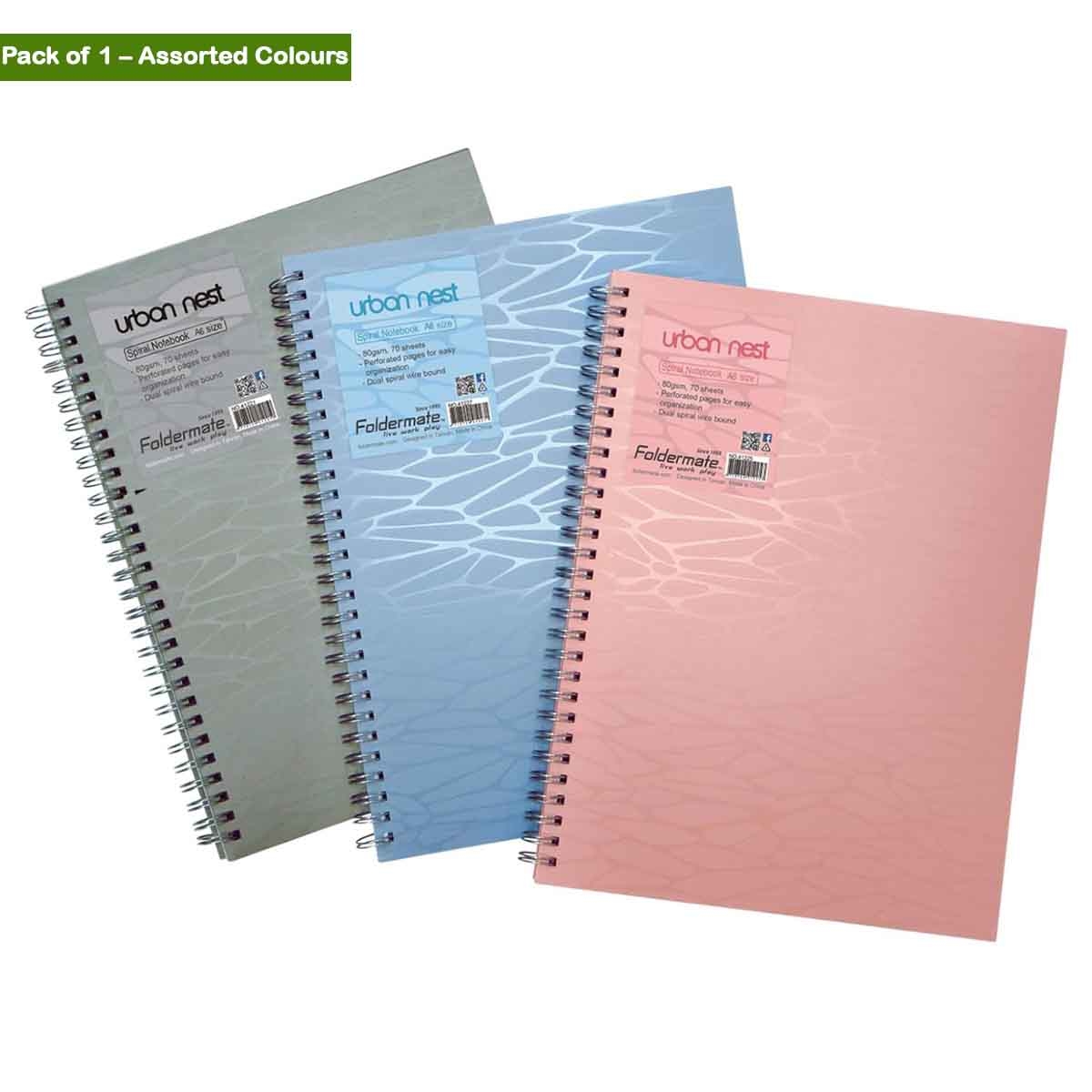 Foldermate A6 80GSM 70 Sheet Urban Nest Assorted Spiral Notebook