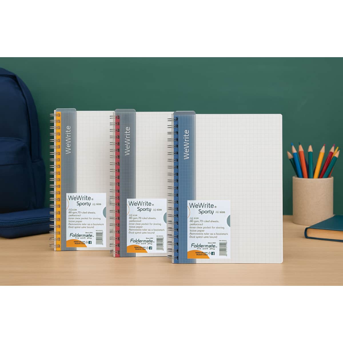 Foldermate A6 80GSM 70 Sheet WeWrite Sporty Assorted Spiral Notebook, Pack of 12