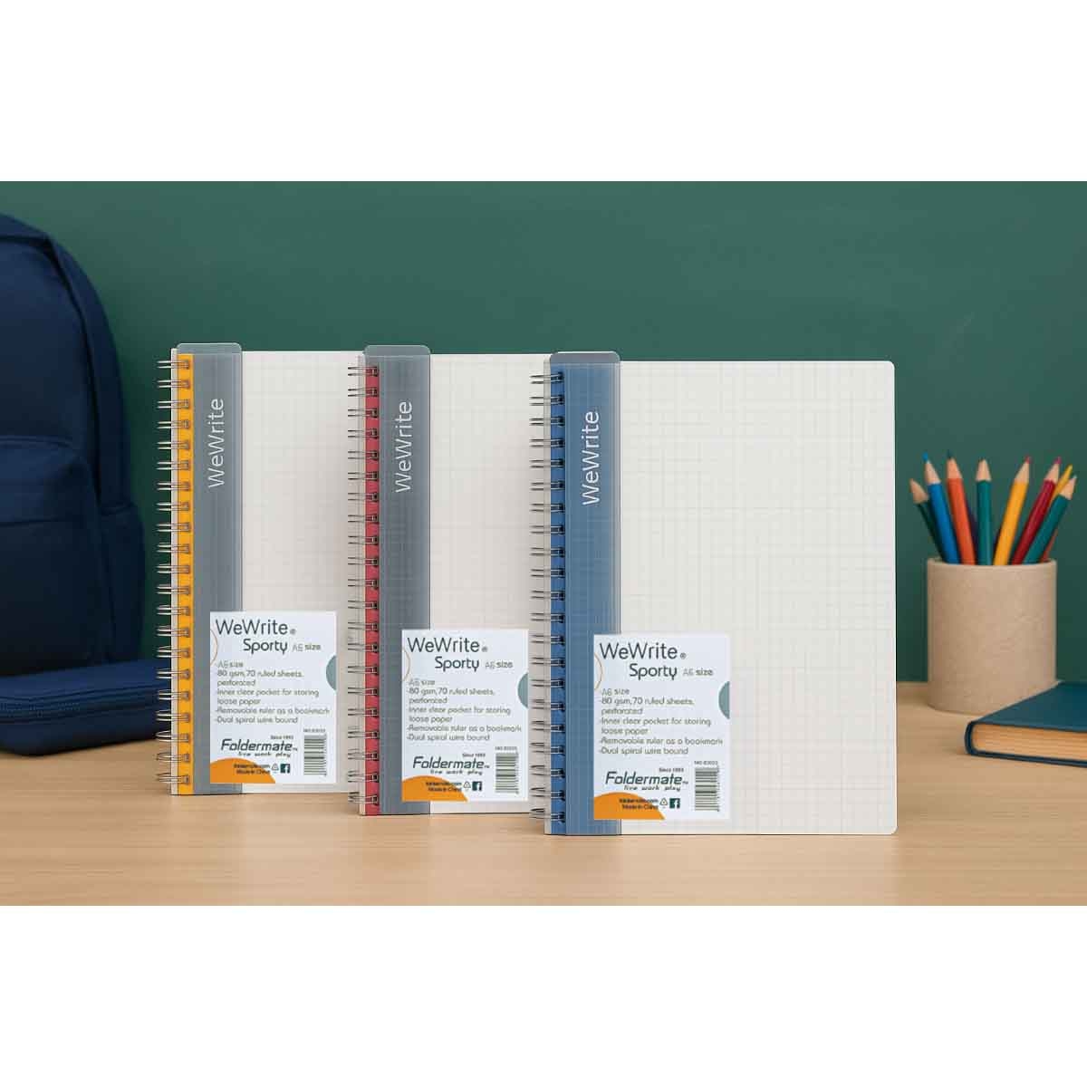 Foldermate A6 80GSM 70 Sheet WeWrite Sporty Assorted Spiral Notebook