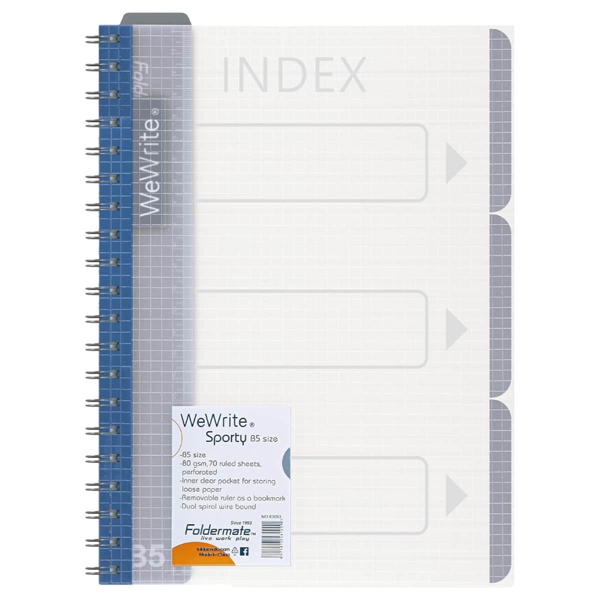 Foldermate B5 80GSM 120 Sheet WeWrite Sporty Regular Colour 3 Subject Assorted Spiral Notebook, Pack of 12