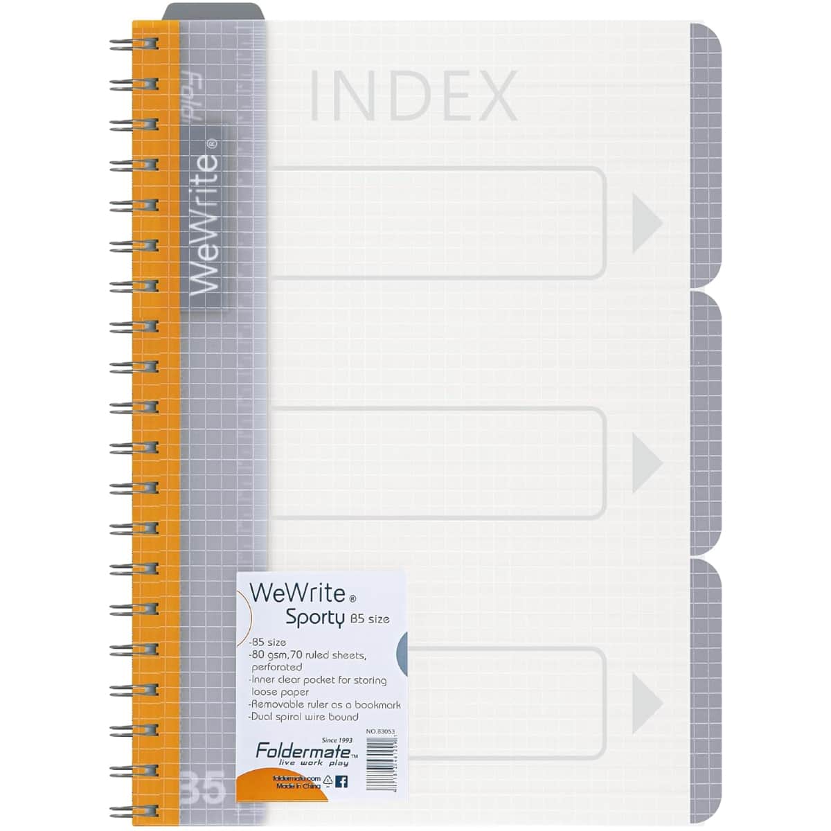 Foldermate B5 80GSM 120 Sheet WeWrite Sporty Regular Colour 3 Subject Assorted Spiral Notebook, Pack of 12