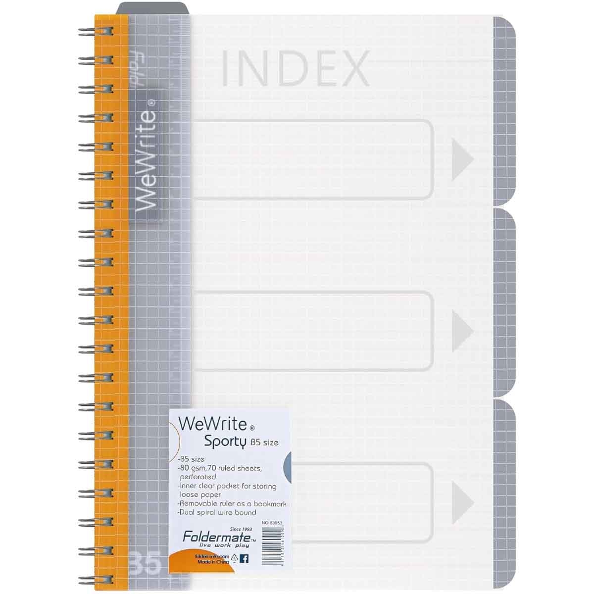 Foldermate B5 80GSM 120 Sheet WeWrite Sporty Regular Colour 3 Subject Assorted Spiral Notebook