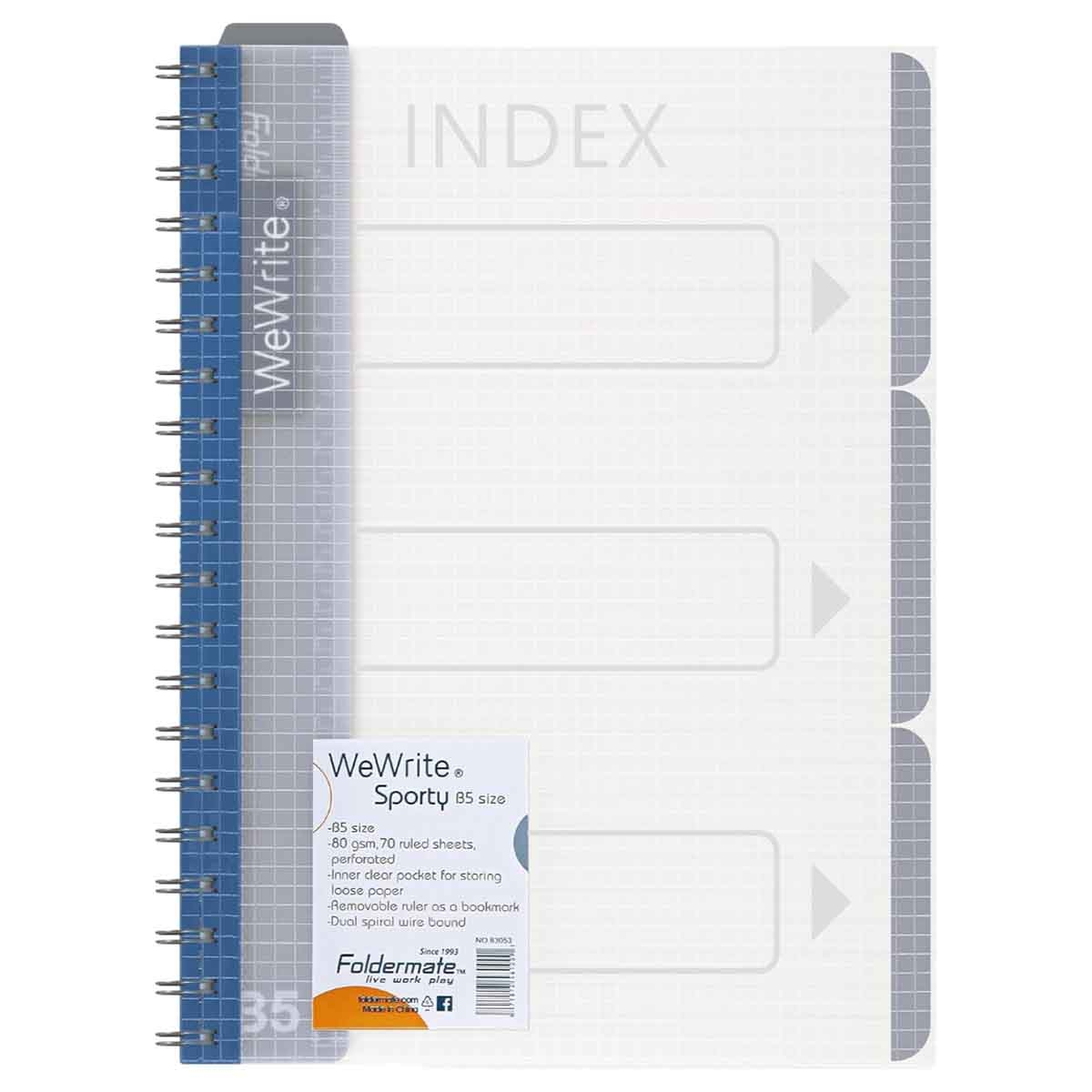 Foldermate B5 80GSM 120 Sheet WeWrite Sporty Regular Colour 3 Subject Assorted Spiral Notebook