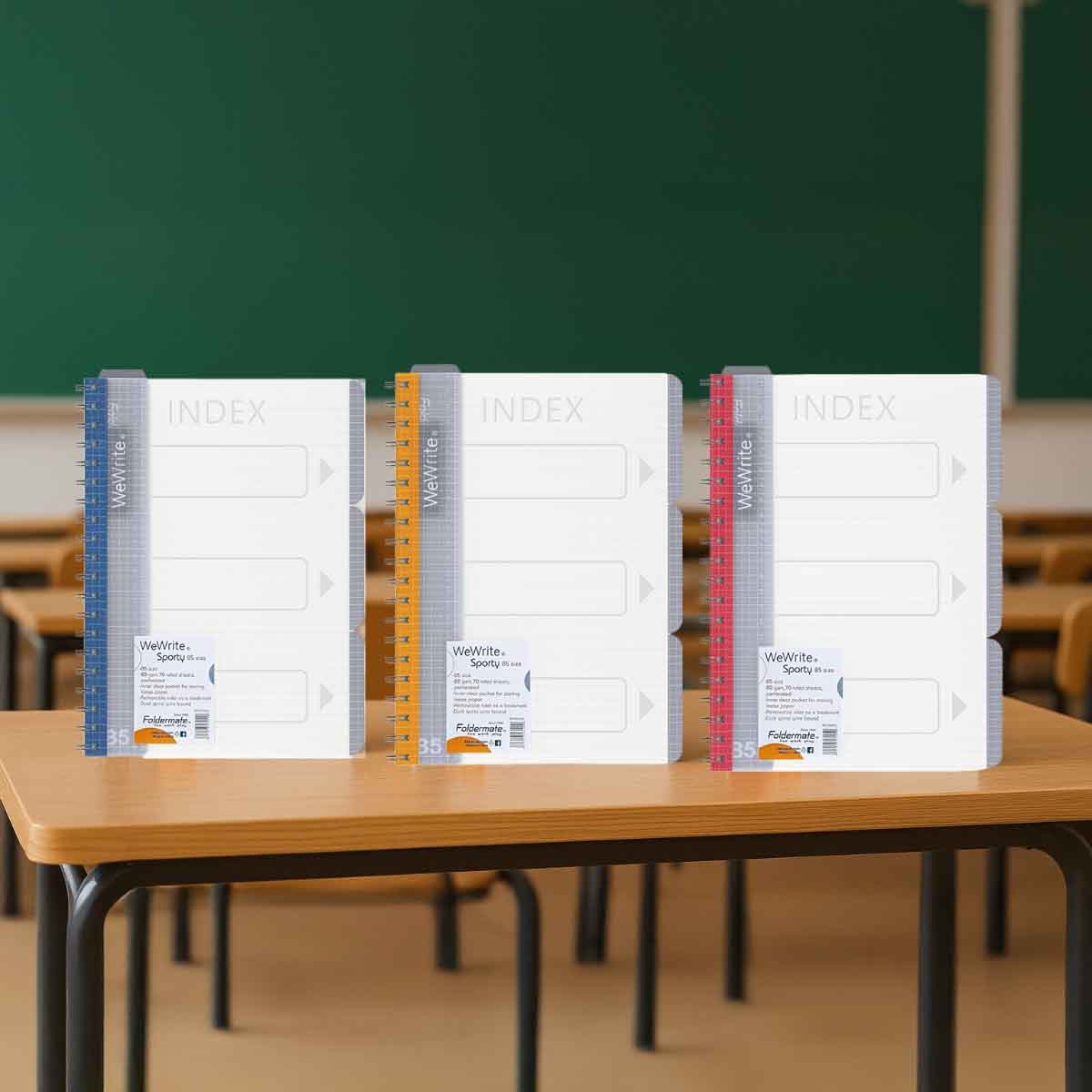 Foldermate B5 80GSM 120 Sheet WeWrite Sporty Regular Colour 3 Subject Assorted Spiral Notebook