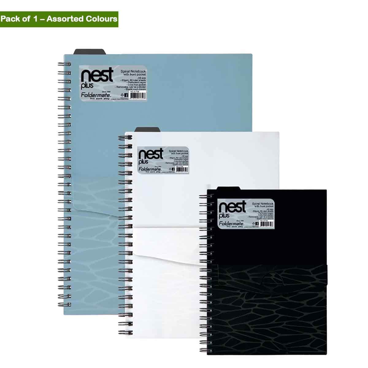 Foldermate B5 80GSM 150 Sheet Nest Plus Regular Colour 5 Subject Assorted Spiral Notebook