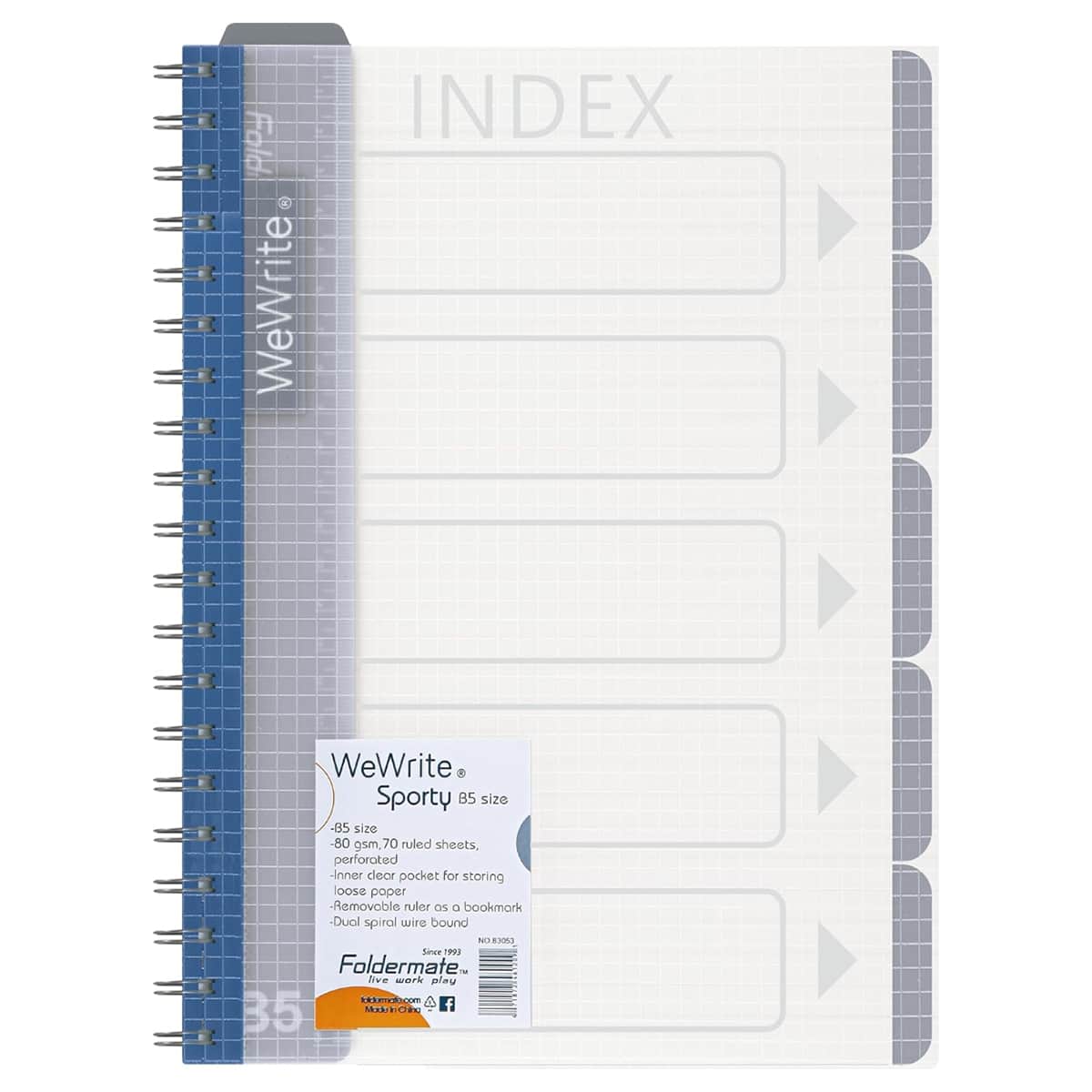 Foldermate B5 80GSM 150 Sheet WeWrite Sporty Regular Colour 5 Subject Assorted Spiral Notebook, Pack of 10