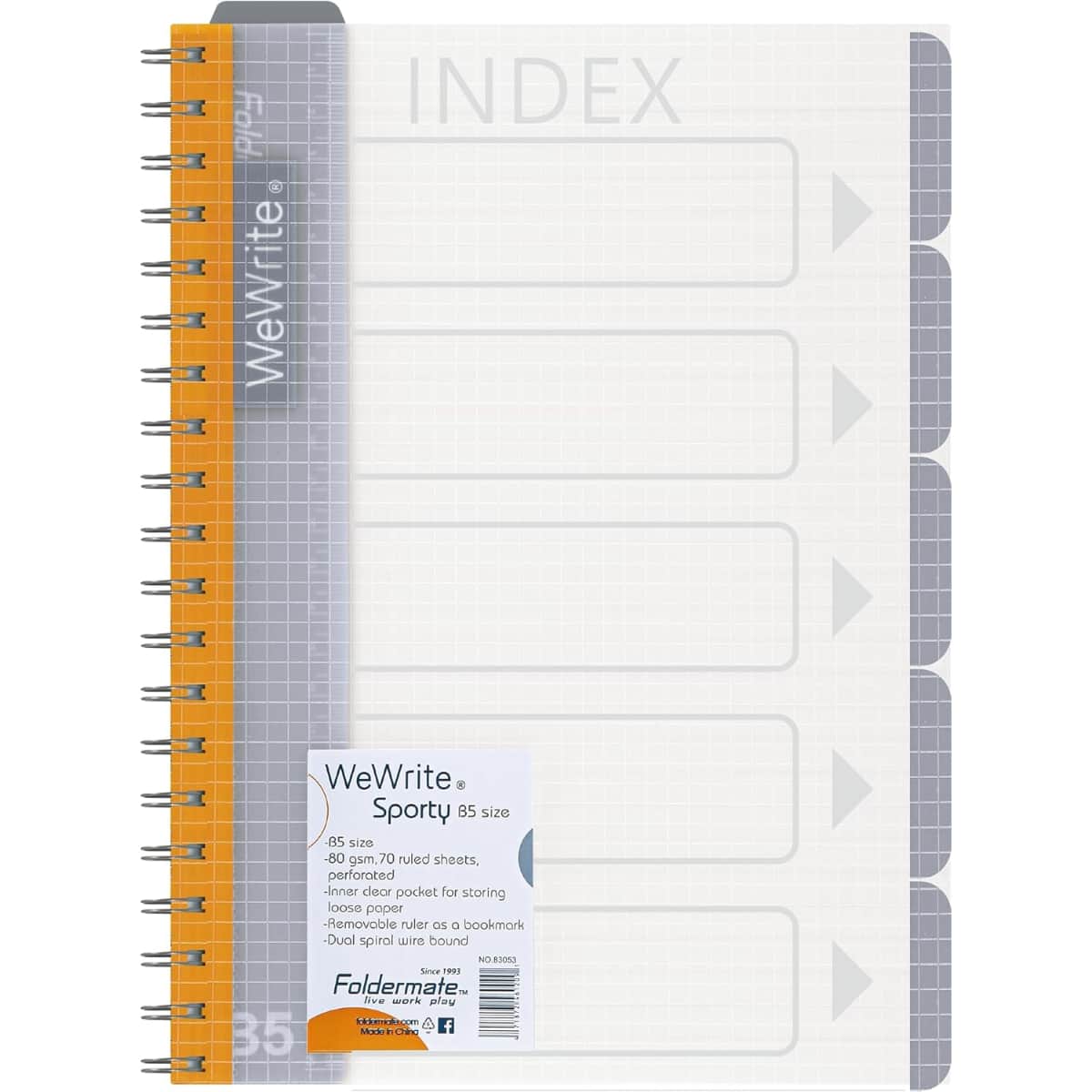 Foldermate B5 80GSM 150 Sheet WeWrite Sporty Regular Colour 5 Subject Assorted Spiral Notebook, Pack of 10
