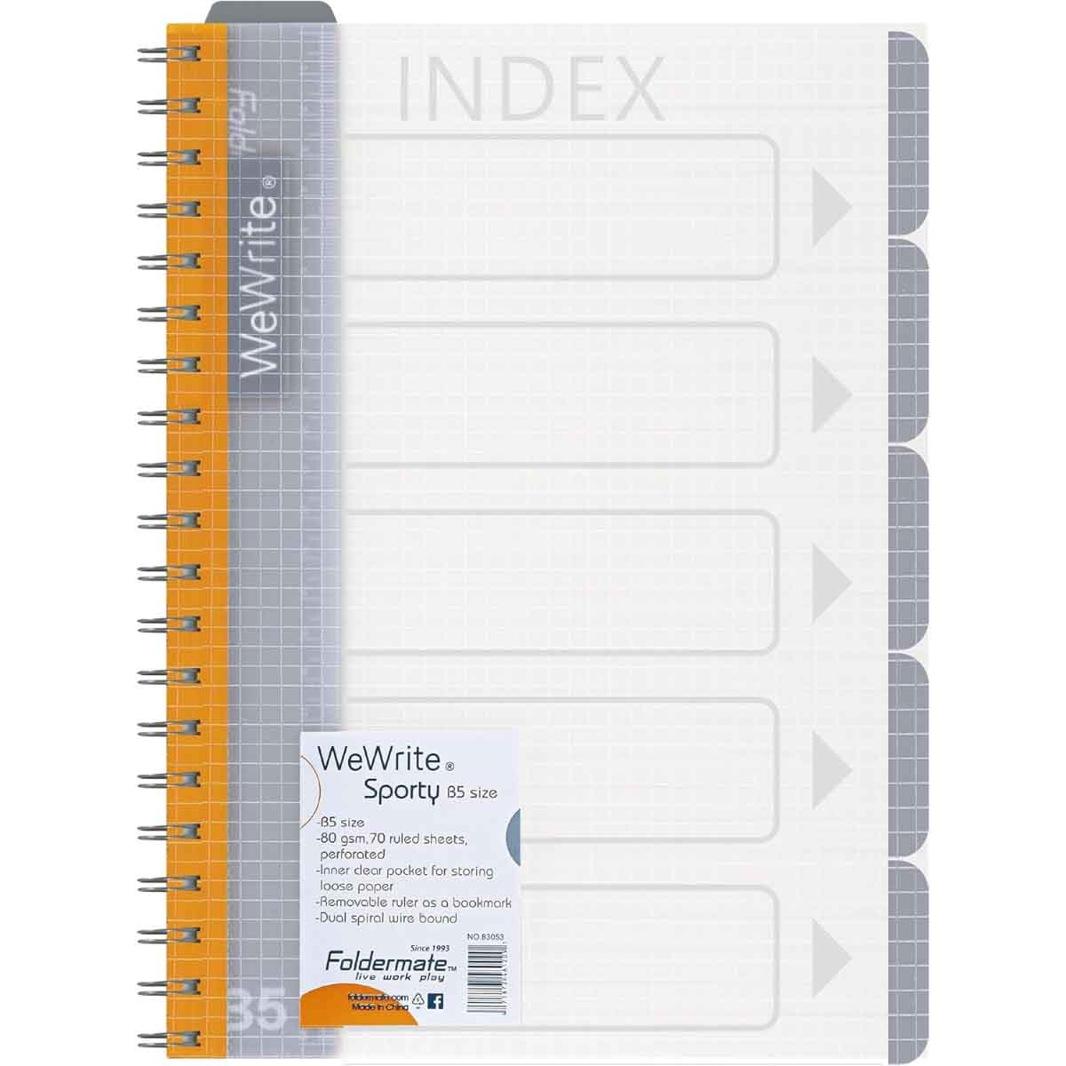 فولدرميت دفتر سلك B5 80جم 150 ورقة وي رايت سبورتي لون عادي 5 مواضيع ألوان متعددة