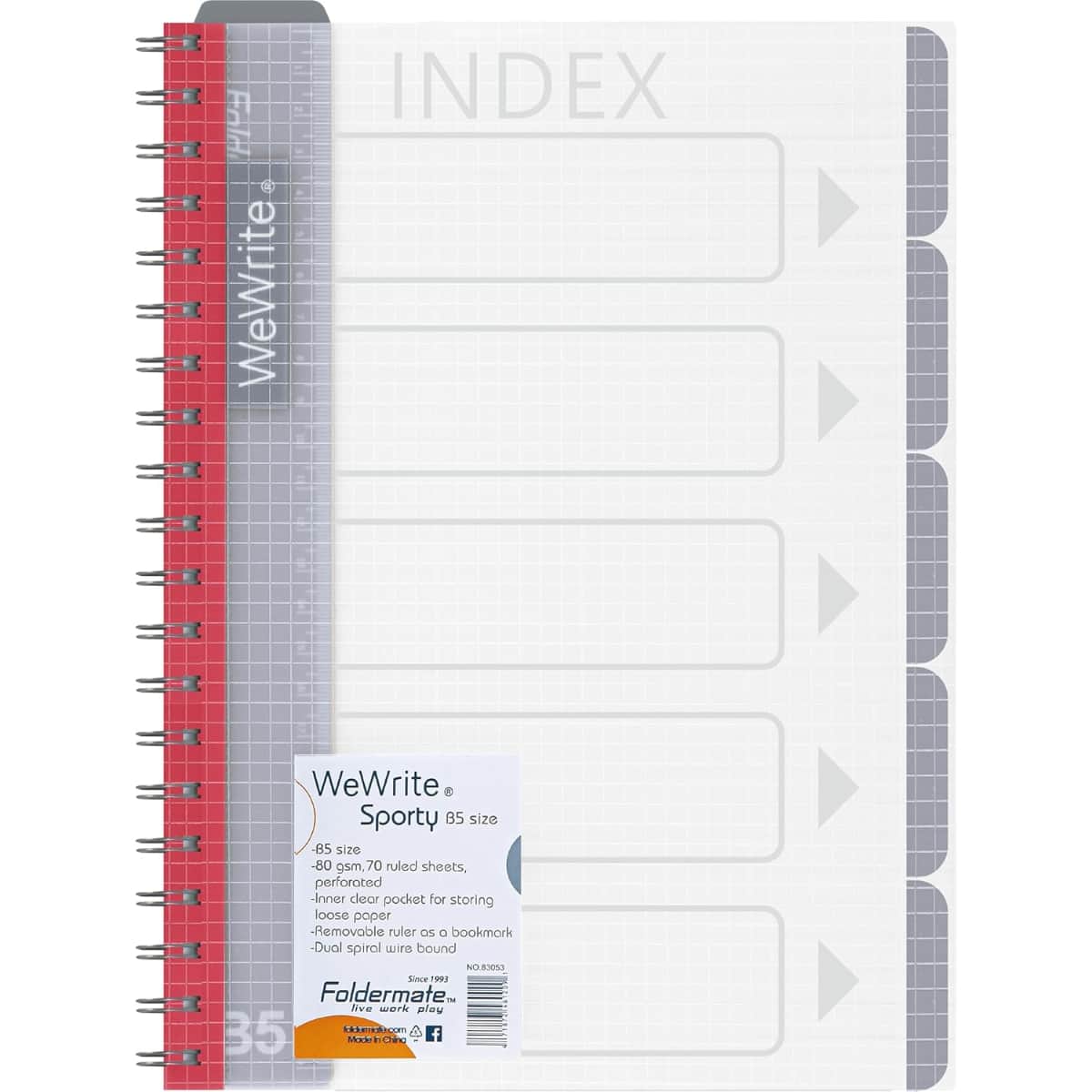 Foldermate B5 80GSM 150 Sheet WeWrite Sporty Regular Colour 5 Subject Assorted Spiral Notebook, Pack of 10