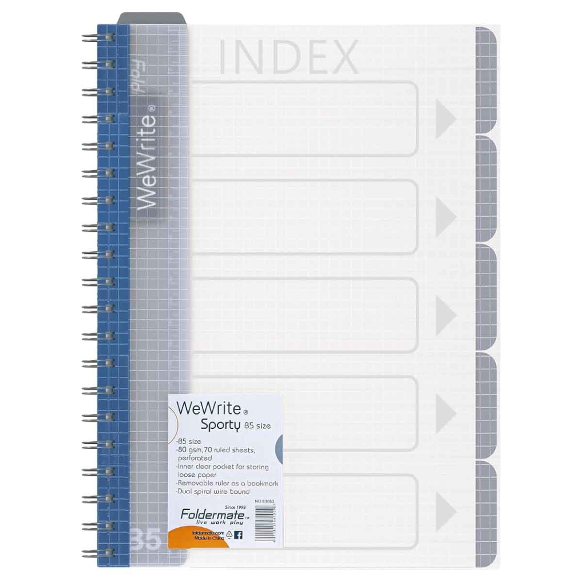 فولدرميت دفتر سلك B5 80جم 150 ورقة وي رايت سبورتي لون عادي 5 مواضيع ألوان متعددة