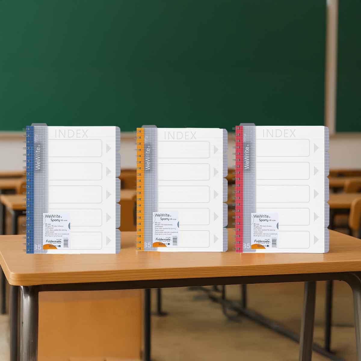 فولدرميت دفتر سلك B5 80جم 150 ورقة وي رايت سبورتي لون عادي 5 مواضيع ألوان متعددة