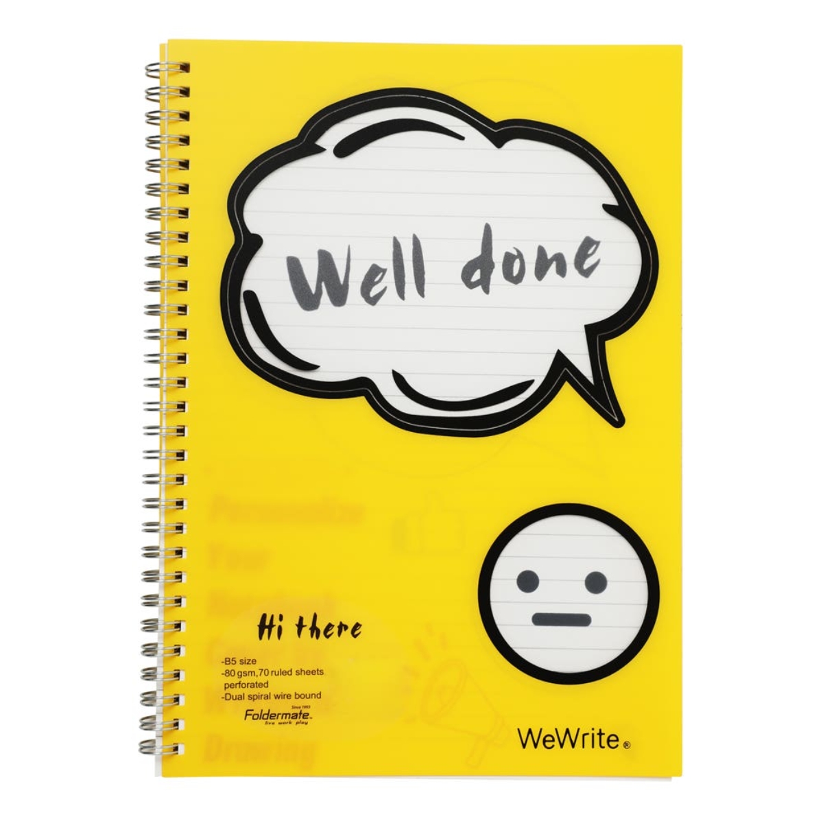 Foldermate B5 80GSM 70 Sheet Hi There Assorted Spiral Notebook, Pack of 10