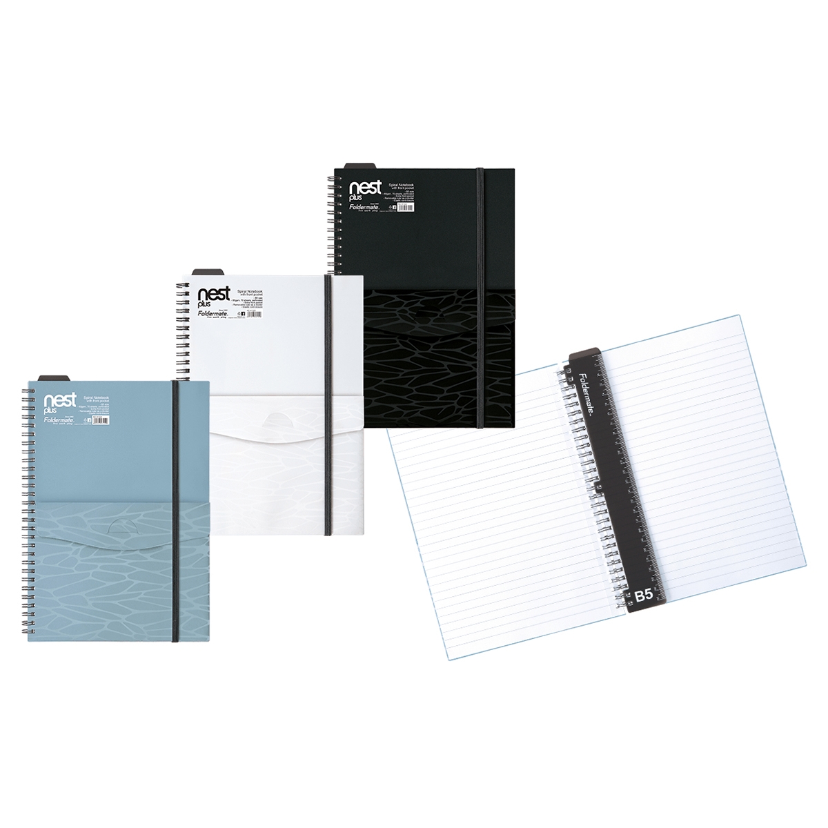 Foldermate B5 80GSM 70 Sheet Nest Plus Regular Colour 1 Subject Assorted Spiral Notebook, Pack of 12